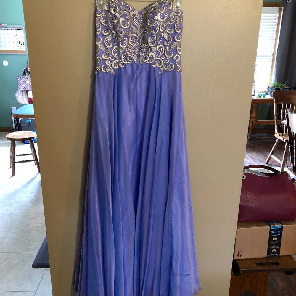 Purple iridescent prom dress